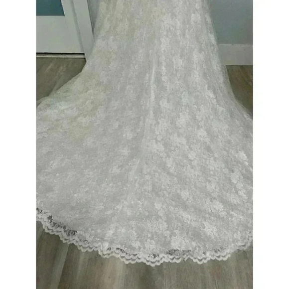 Wedding Dress Womens Size 4-6 Ivory Mermaid Lace Jewelled Clusters Elegant Roman - Picture 6 of 16